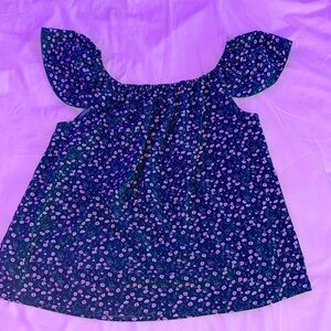 off the shoulder green floral top